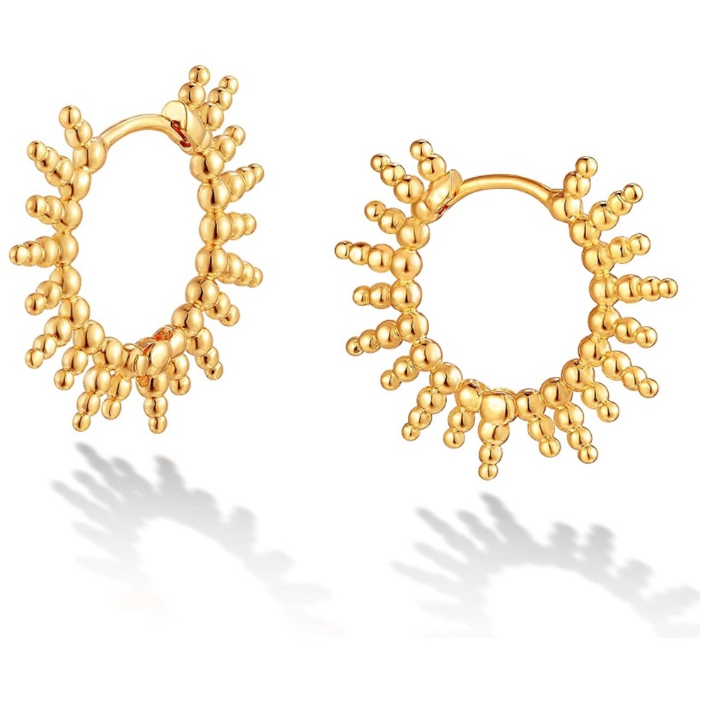 ✨18K Gold Plated Sun Sunburst Huggie Hoop Earrings